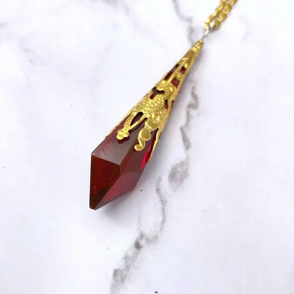 Blood Red Pendulum Necklace - Picture 2 of 11